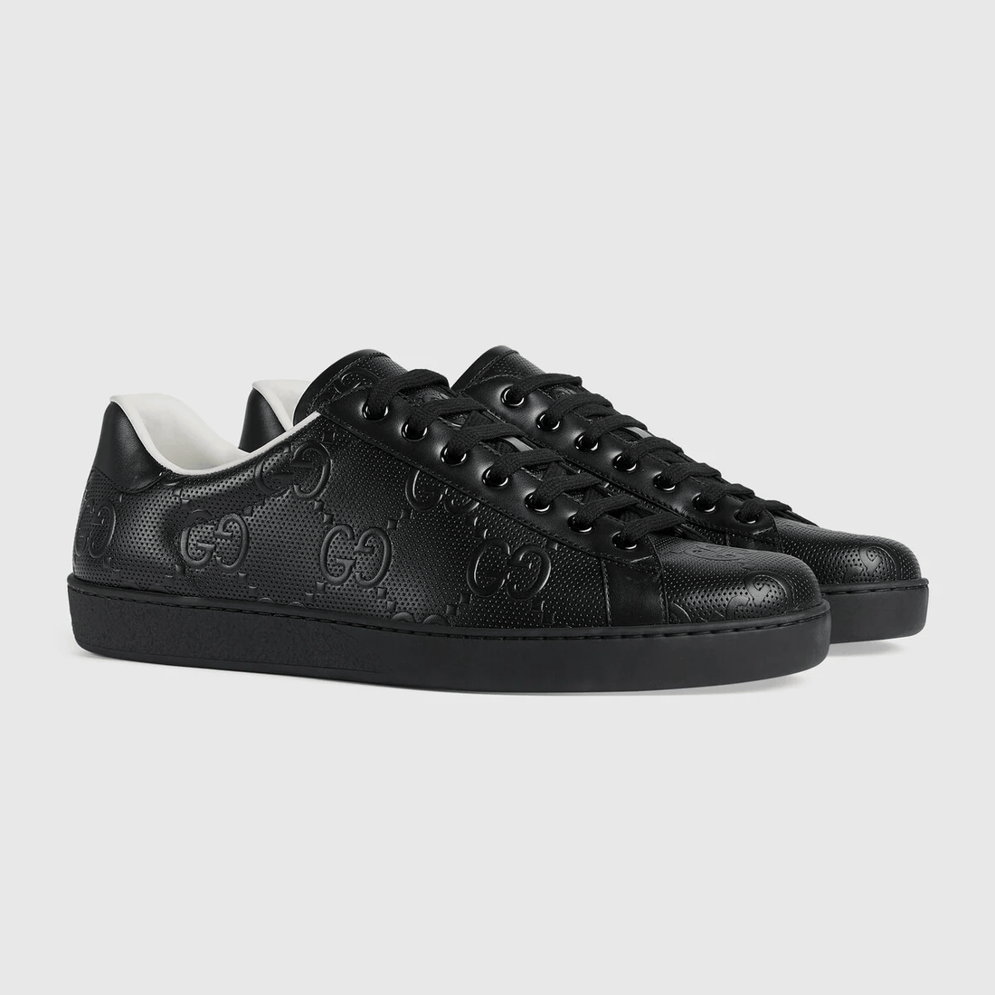 Gucci Ace GG Black Leather - VIARESELL