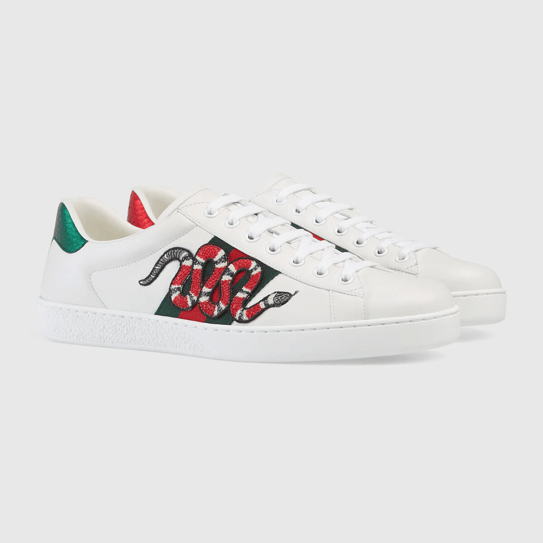 Gucci Ace White Leather Kingsnake - VIARESELL